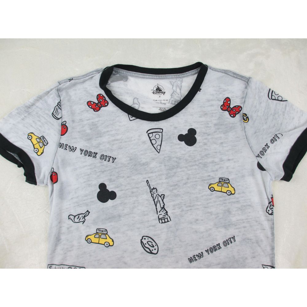 Disney Shirt Womens Medium Gray Mickey All Over Print New York City Sheer* - Picture 3 of 8